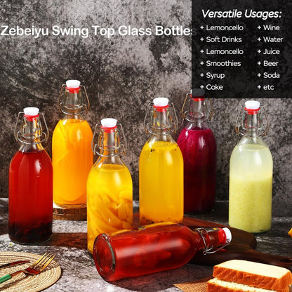 4 Pack Swing Top Glass Bottles 32 oz,Flip Top Glass Bottles 32 oz with Airtight Lids for Home Brewing,Kombucha,Kefir,Vanilla Extract,Beer,Oil,Vinegar,Homemade Juices,Soda,Beverages,2nd Fermentation