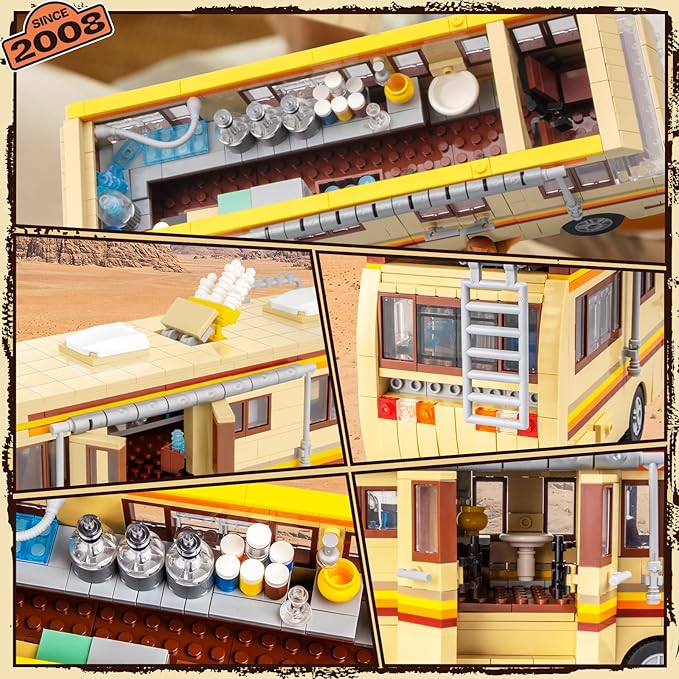 Camper for Break Bad Rv Building Set Creative Camper Van Building Blocks Merchandise DIY Technic Building Set Toy Building Bricks Kit for Ages 8-14(986 Pieces)