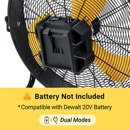 18" High Velocity Brushless Floor Fan Compatible with Dewalt 20V Max Battery(Tool Only), 2500 CFM Cordless Heavy Duty Metal Fan, 5 Speeds Portable Industrial Shop Fan for Home, Garage, Attic, Camping
