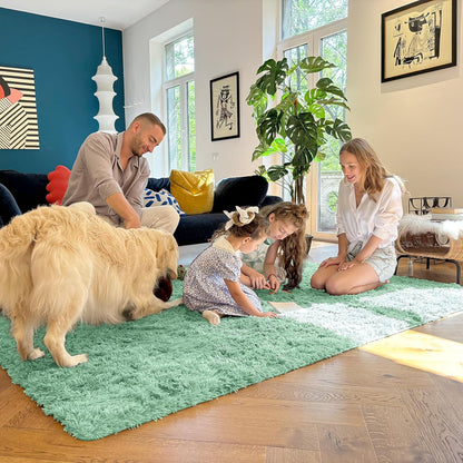 OLANLY Machine Washable Runner Rugs - Soft Fluffy Shaggy Indoor Carpet for Bedroom & Hallway | Mint Green