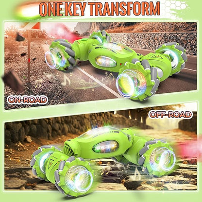 Gesture Sensing RC Stunt Car Toys Gifts for 6-8 8-12 Kids 2.4Ghz 4WD Hand Controlled RC Car with Light &amp Music &amp Spray Double-Sided 360° Rotating Birthday for Boys