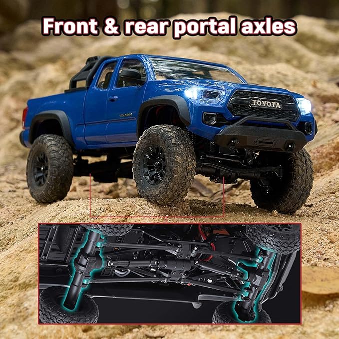 BEEZRC FMS 1/24 RC Crawler FCX24M Tacoma Toyota Official Licensed ABS Hard Body 4WD Off-Road RC Rock Truck2-Speed Transmission Hobby Grade Remote Control Car for Adults RTR red