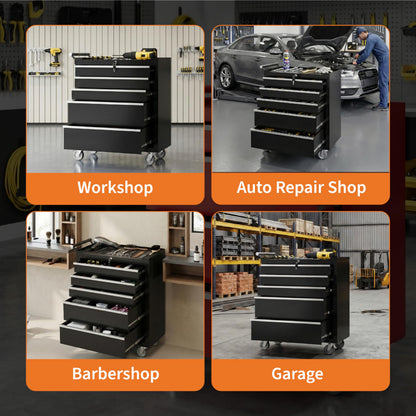 Rolling Tool Chest, 5 Drawers Tool Storage Cabinet with Wheels, Portable Tool Cabinet Organizer with Locking System & Drawer Liners,Universal Lockable Wheels, Tool Storage Cart for Garage, Workshop