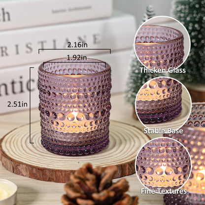 SUPMIND 24 Pcs Votive Candle Holders, Glass Holders Bulk for Table Centerpiece, Tea Lights Candle Holders for Wedding Shower, Party and Home Decor Purple