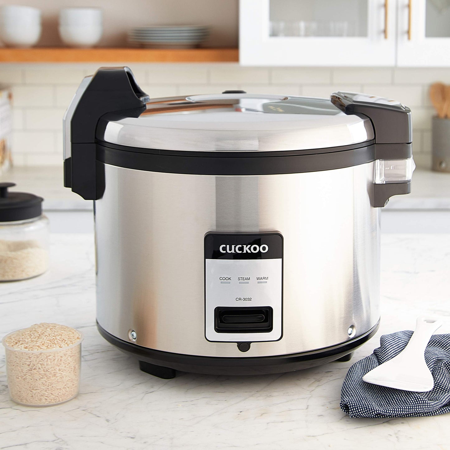 CUCKOO Commercial Rice Cooker & Warmer, Extra Large Rice Cooker 30-Cup Uncooked / 60-Cup Cooked, Professional Industrial Grain Cooker with Large Capacity, Easy One-Touch Operation, Silver (CR-3032)