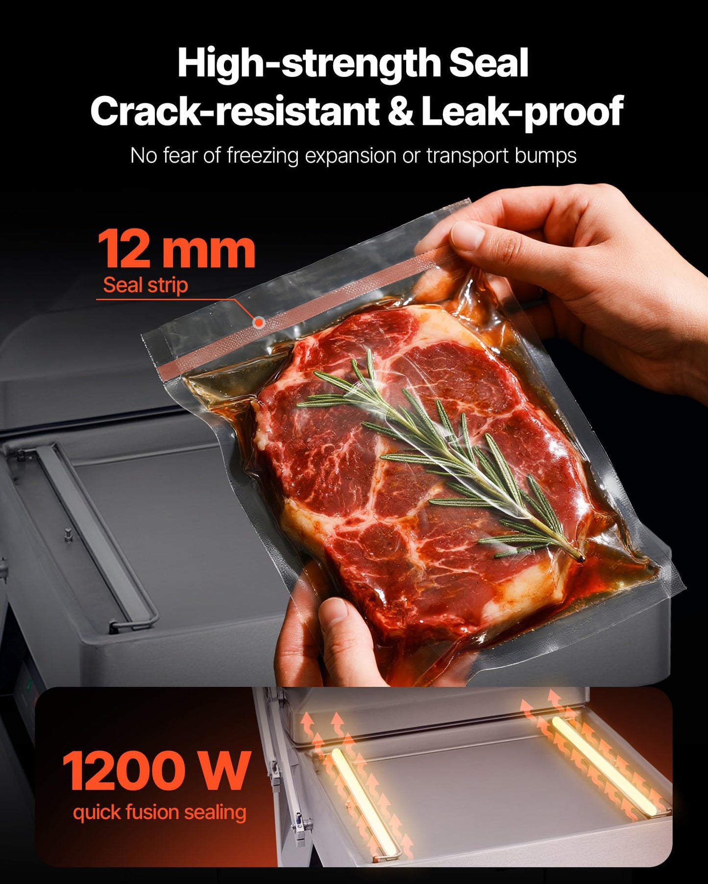 VEVOR Chamber Vacuum Sealer, 1200W Sealing Power, Vacuum Packing Machine for Wet Foods, Meats, Marinades and More, Compact Size with 23.62" Sealing Length, Applied in Home Kitchen and Commercial Use