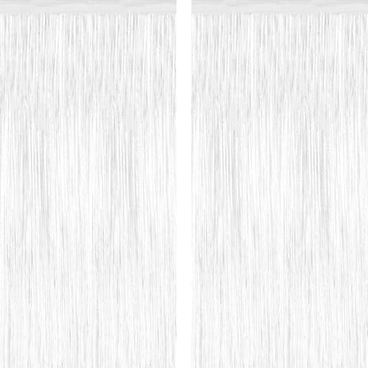 2 Pack Tinsel Backdrop, 3.28 x 7.05 Feet White Party Decorations, Metallic Foil Fringe Curtains Streamer Backdrop, Party Supplies Photo Props for Birthday Anniversaries Wedding