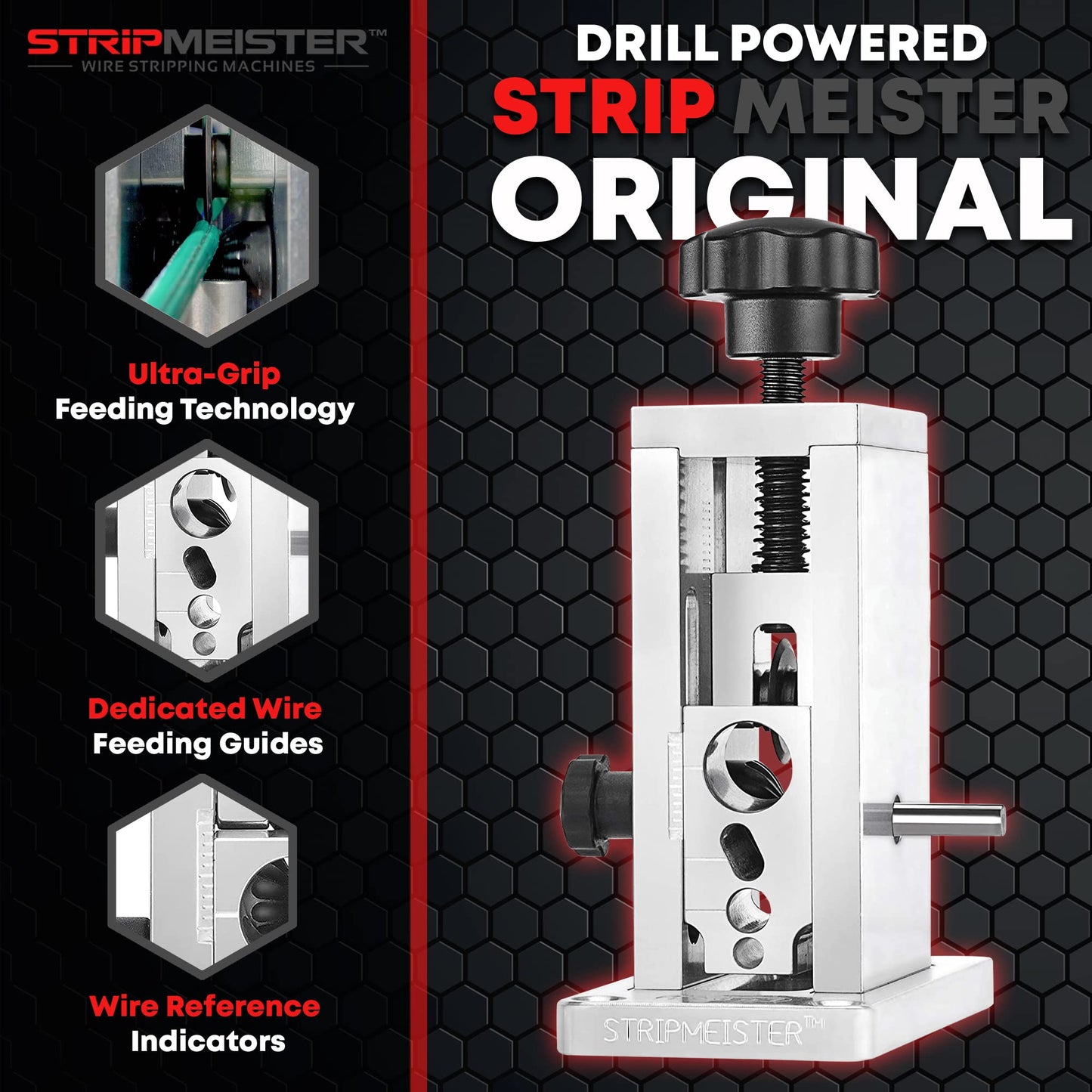 StripMeister Original Wire Stripping Machine & E250 Blade Replacement Kit - Drill Powered Stripper Tool, Made Easy (Bundle)