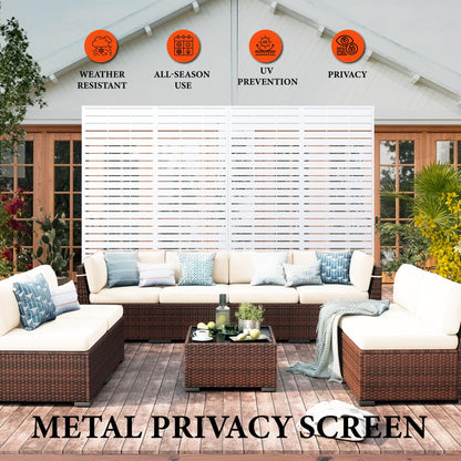 Garvee 72" Outdoor Metal Privacy Screen, 6FT Decorative Privacy Fence and Room Divider, Weather-Resistant Freestanding Panel with Stand for Garden, Patio, Balcony, Backyard