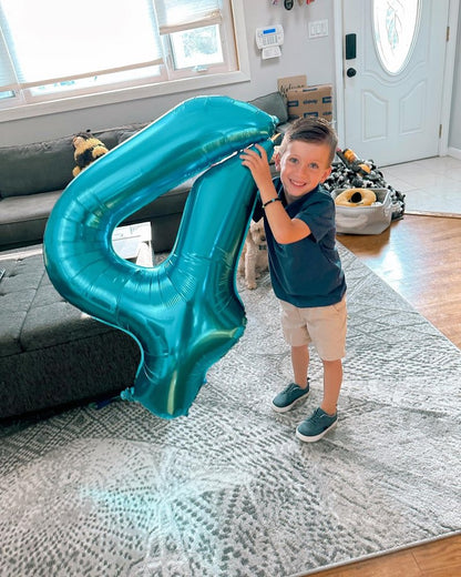 4 Balloon, Blue Number Balloons 40 Inch, 4th Blue Party Decorations, 4 Year Old Four Large Numbers for Party Decor, Number 4 Balloon