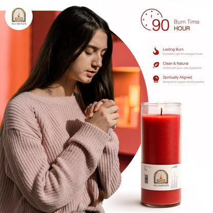 Alumenza Bulk 3 Pack San Miguel Arcangel Candle in Glass Jar 90 Hours – Paraffin Wax, Clean Burning Unscented | Large & Tall Devotional Prayer Pillar Candles for Home, Memorial, Rituals