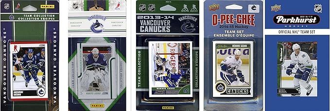 C&ampI Collectables NHL Vancouver Canucks Men's 5 Different Licensed Trading Card Team Sets White