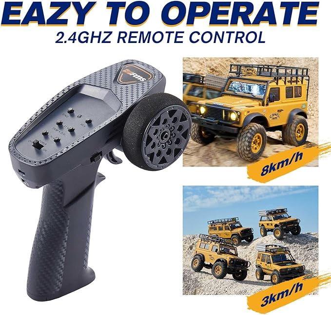 EAZYRC FMS 1/24 FCX24M RC Crawler RTR Land Rover Series with Licensed 1/24 RC Truck 4X4 Mini RC car with Lighting 2.4Ghz Remote ControlBattery (Defender110)
