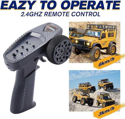 EAZYRC FMS 1/24 FCX24M RC Crawler RTR Land Rover Series with Licensed 1/24 RC Truck 4X4 Mini RC car with Lighting 2.4Ghz Remote ControlBattery (Defender110)