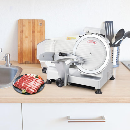 10" Commercial Meat Slicer 550W Dual Motors, Adjustable Thickness 0-14mm, with Safety Blade Cover & Sharpener - for Deli, Restaurant, Home Kitchen Slicing Beef, Ham, Vegetables