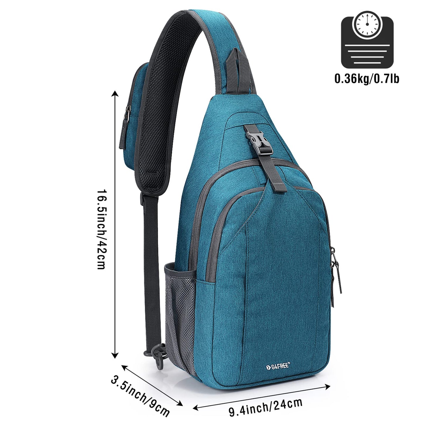 G4Free Sling Bag RFID Blocking Sling Backpack Crossbody Chest Bag Daypack for Hiking Travel