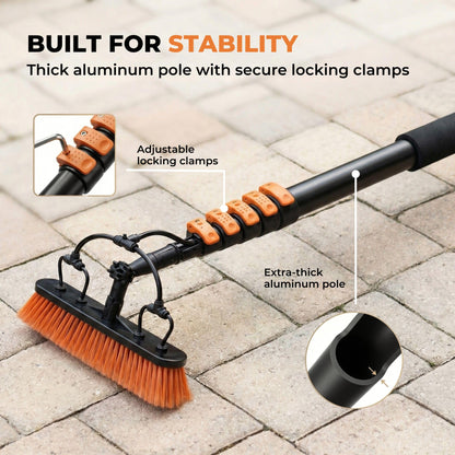 Briliantwerk Solar Panel Cleaning Brush with 20 ft Extension Pole – Water Fed Pole Brush with Soap Dispenser for Solar Panels, Windows & Siding – Heavy Duty, Streak-Free Solar Cleaning Kit