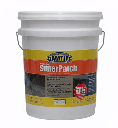 DAMTITE Waterproofing SuperPatch, Resurfaces & Repairs Cracks/Holes in Concrete, Masonry, Brick & Stone, High Strength Permanent Waterproof Finish (Off White, 70lb)
