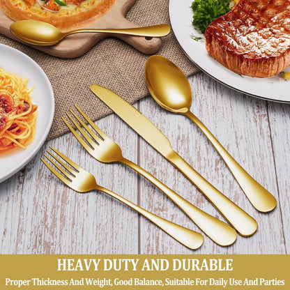 16 Piece Gold Dinner Forks Set, Food-Grade Stainless Steel Silverware Forks, Cutlery Fork, Metal Fork for Home, Kitchen or Restaurant, Mirror Polished, Dishwasher Safe - 8 Inch