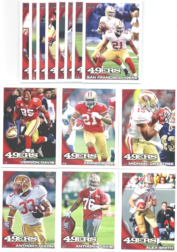 2011 Topps San Francisco 49ers Complete Team Set of 12 cards including Gore Crabtree Willis Aldon Smith RC Ronald Johnson RC Hunter RC Colin Kaepernick RC and more !