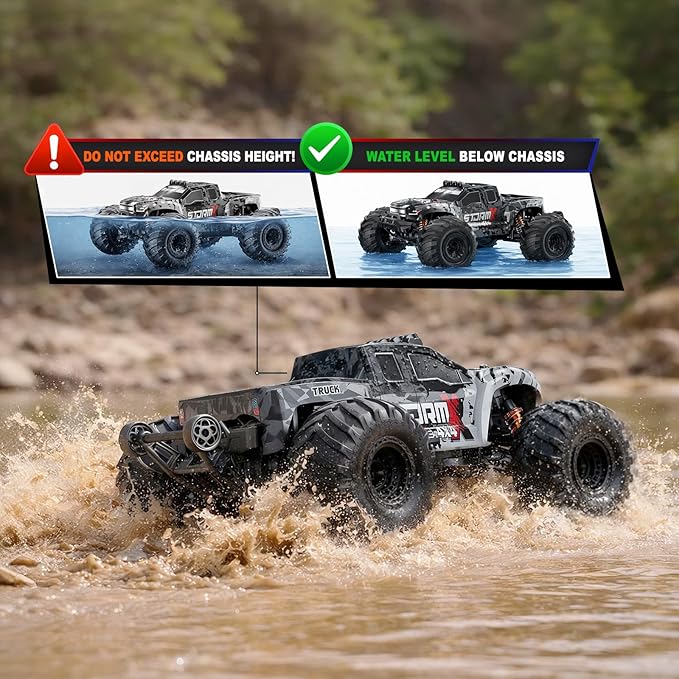 RC Cars 1:14 4WD Off-Road RC Monster Truck High Speed 40 km/h 4x4 Remote Control Car with 2 Rechargeable 1300mAh Batteries and 2 Sets of Tires for Adults &amp Boys