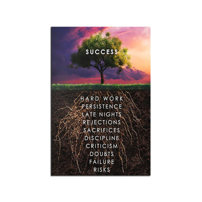 Success Tree Inspirational Quotes Canvas Wall Art Inspiring Entrepreneur Poster Print Artwork Painting Office Home Decoration Wall Decoration Frame Ready to Hang[12''W X 18''H]