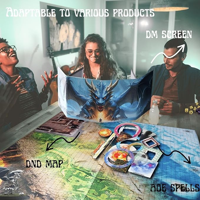 iPEAU|DND Map Starter Set Tabletop Mat 4 Dry Erase Boards 23×33 with 1 Grid&ampHex RPG Battle Mat for Dungeon and Dragons Accessory Pathfinder&amp Warhammer Reusable Flexible GM Layout System Acce