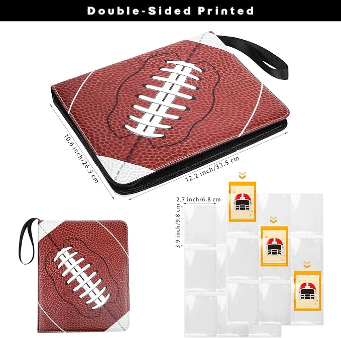 Elcoho 900 Pockets Football Card Binder for Trading Cards Holder with Sleeves Album Cards Holder Protectors with 3 D-Ring Album for Sports Football Card Collection Storage