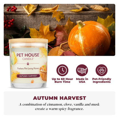 One Fur All Pet Friendly Candle 2 Pack - Plant-Based, Soy Candles, Clean Burning, Long Lasting Pet Air Freshener for Home, 2 Pack, Falling Leaves and Autumn Harvest