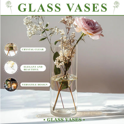 42pcs Big Glass Vase Cylindrical Vase for Tabletop Decoration, Candle Holder for Centerpieces, Pebble Vase for Party, Wedding, Banquet Decoration