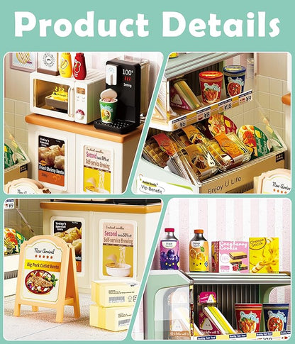 Tiny Convenience Store Miniature Kit DIY Mini Mart Building Set with Goods Creative Room Decor &amp Collectible Gift for Teens and Adults
