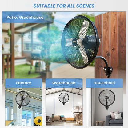 AVUXOR 24'' Remote Control Outdoor Wall Mount Fan, 4 Speed Oscillating Wall Fan with All Sealed Brushless DC Motor, Heavy Duty Industrial Fans, Waterproof Fans for House, Garage, Warehouse, Factory