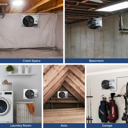 ALORAIR 720 CFM High Flow Powered Crawl Space Ventilation Fan, IP55 Rated 10" Basements Vent Fan with Freeze Protection Thermostat & Dehumidistat, for Crawlspace, Garage, Basements, Attic, Exhaust
