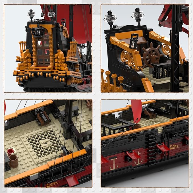 JMBricklayer Pirate Ship Building Sets for Adults 40107 Queen Anna's Revenge Pirate Ship Building Blocks Construction Set Ship Collection Display Office Room Decor Gifts for Kids Teens Boys 8+