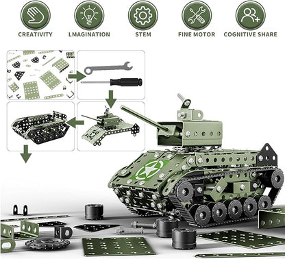 Lucky Doug STEM Building Projects Model Army Tank Set - 284 Pieces STEM Project Building Toys for Kids Ages 8-12 Assembly Science Kit Educational Toys Gift for Kids Boys 7 8 9 10 11 12-16 Years Old