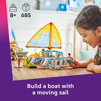 LEGO Friends Travel Boat Adventure Pretend Play Building Toy - Toy Boat Playset with Playful Dolphin Figurines and 4 Minidolls - Birthday Gift Idea for Girls and Boys Ages 8 and Up - 42664