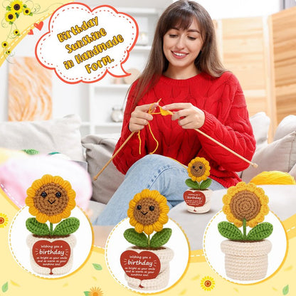 Ovrrcame Crochet Sunflower Plush – Inspirational Funny Happy Birthday Gifts for Women Man, Mom, Sister, Best Friend, Coworker – Unique Gift Ideas for Her, Him, Birthday Decorations/Mothers Day