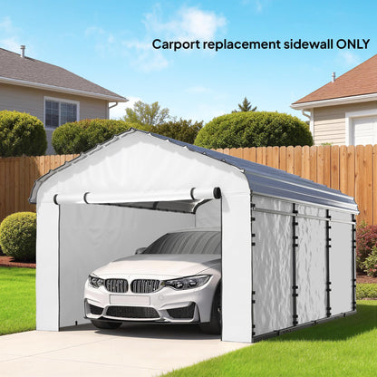 Outsunny Carport Replacement Sidewall Panels Set of 4 for 12' x 20' Carports, UPF50+ Waterproof PE Tarp Replacement Side Wall Cover with Zipper Door, Top Cover and Frame Not Included, White