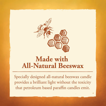 Candle by the Hour 80-Hour Candle with Glass Cylinder, Eco-friendly Natural Beeswax with Cotton Wick, Yellow