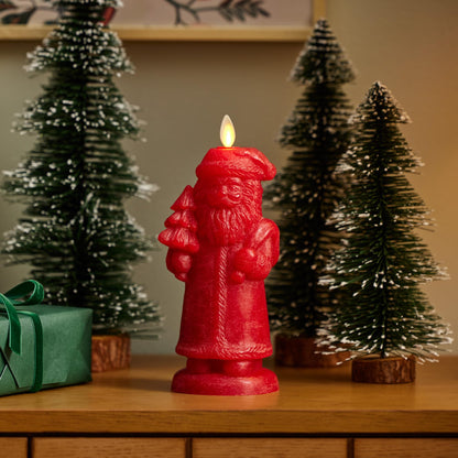 Luminara - Flameless Holiday LED Candle Battery Operated Moving Flame - Red Santa - Pack of 1-3x7 - Unscented Indoor Realistic Flickering Safe