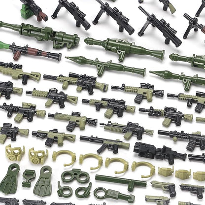 Military Weapons Pack with Shipping Cargo Container Army Equipment Helmet Armor 325Pcs Various of Military Accessories Building Block Toy Compatible with Major Brands Soldier Figures (Olive Green)