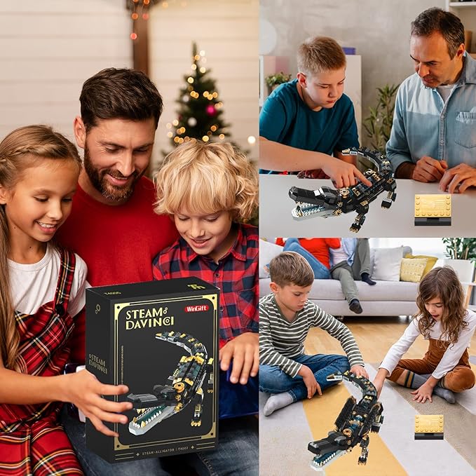 541 Piece Crocodile Building SetsSea Creatures Creative Model Building KitSTEM Dinosaur World Park Building Toy Mechanical Animal Brick SetChristmas Birthday Gifts for BoysTeens Adults