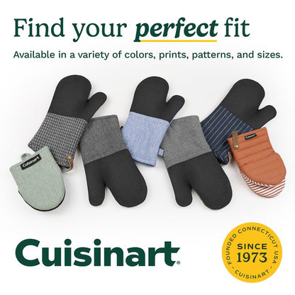 Cuisinart Mini Oven Mitts – 5.5” x 7” Heat-Resistant Kitchen Mitts for Oven with Non-Slip Neoprene Palm, Cotton Filling, and Fabric Loop – Durable Oven Mitt Set for Cooking & Baking (Chambray)