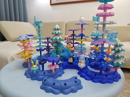 Marine Explorer STEM Building Set with 7 Sea Creatures - 76 Piece Coral Reef Blocks for Preschool Learning Includes Crab Turtle &amp Pufferfish（Ocean-World-L2）