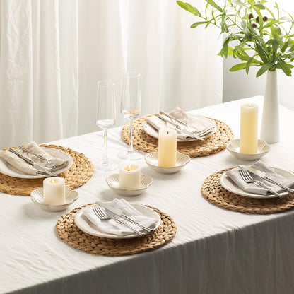 BEUNAIZER Ceramic Pillar Candle Holder Plates, Decorative Candlestick Holder, Tea Light Incense Santo Palo Holders, for Dinning, Party, Wedding, Birthday, Anniversary Decorations, 1pack (White)