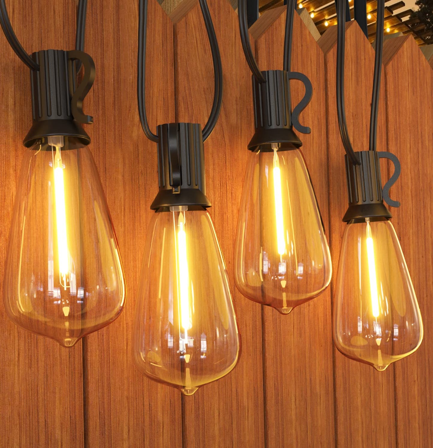 GPATIO Outdoor String Lights, 60FT Waterproof Patio Lights with 32 Hanging Globe ST38 Bulbs, 2700k Shatterproof for Backyard Gazebo Porch Garden Commerical Outside Decor