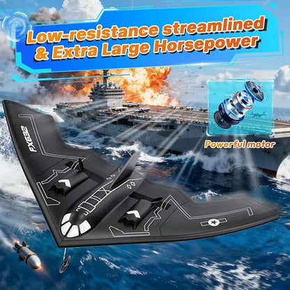 RC Airplane RC Plane Ready to Fly 2CH Remote Control Airplane with 6-axis Gyro Stabilizer B2 Spirit Stealth Bomber 2.4GHz Remote Control Plane for Beginners Boys Kids