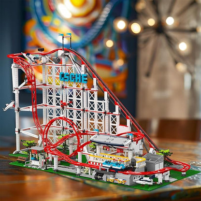 Roller-Coaster Building Set Motorized Electric Train Track City Amusement Park Model Toy for Boy Girl Ages 6 7 8 9+ Birthday Gifts for Adult Kid Teen Theme Construction Collection 3646pcs