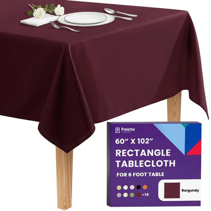 Gee Di Moda Rectangle Tablecloth - 60 x 84 Inch Burgundy Table Cloth for 5 Foot Rectangle Tables - Heavy Duty Washable Fabric - for Holiday Party, Dinner, Weddings, Baby Shower & Events