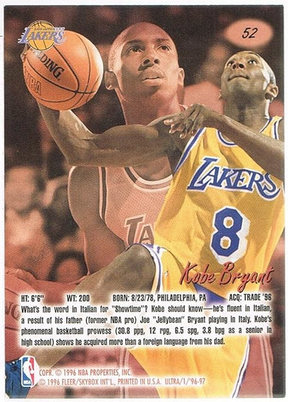 1996-97 Ultra #52 Kobe Bryant RC Rookie